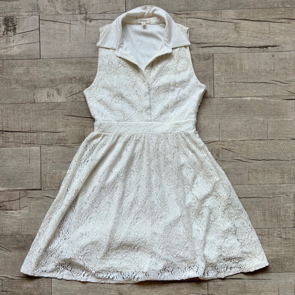 Modcloth Freeway Twee Collared Button Up Retro Lace Dress Whimsical Coquette M